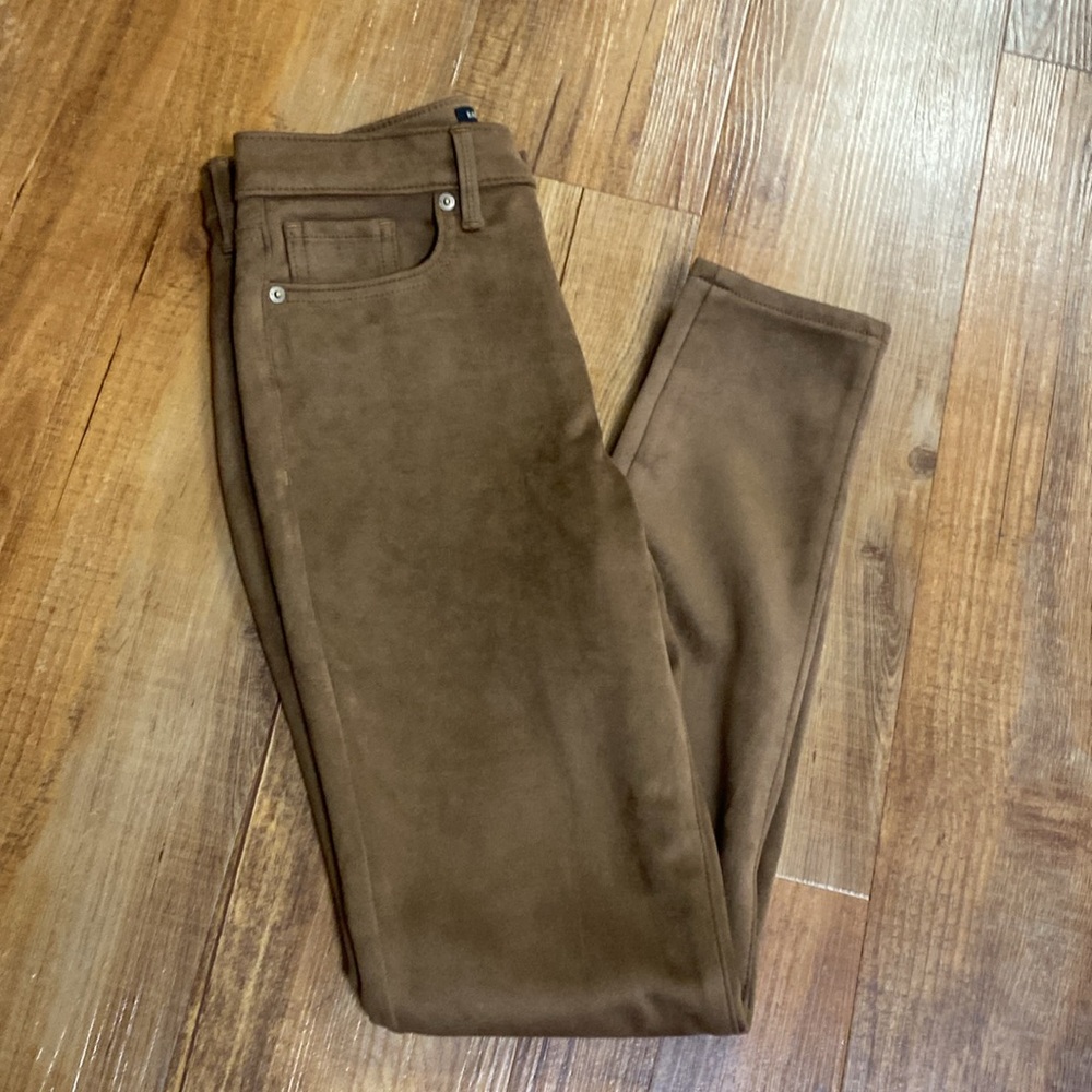 Banana republic camel brown high rise skinny suede pants size 26/2